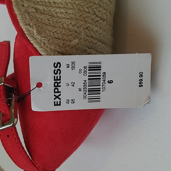 Express Red Platform Espadrilles Woven 3" Wedge 6 NWT - Picture 7 of 8